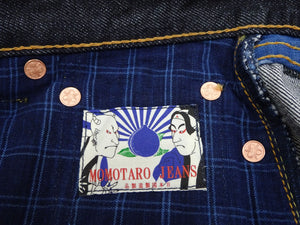 Momotaro Jeans G019-MZ Men's Classic Relaxed Straight Fit One-Washed 14.7 oz. Deep Indigo Denim Pants