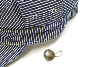 HEADLIGHT Work Cap Men's Reproduction of Hickory Striped Engineer Cap Railroad Hat HD02797 421 One-Wash