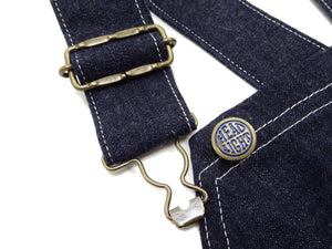 HEADLIGHT Overalls Men's Casual Unlined 11 Oz. Denim Low-back Bib Overalls with X-back Suspender Straps Toyo Enterprises HD42554 421A One-Wash