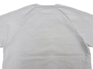 Japan Blue Jeans Long Sleeve French Terry T-Shirt Men's Casual Plain Crew-Neck Raglan-Sleeve Inlay Shirt JBKN1001 Light-Gray