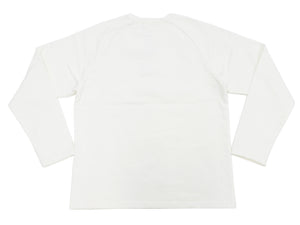 Japan Blue Jeans Long Sleeve French Terry T-Shirt Men's Casual Plain Crew-Neck Raglan-Sleeve Inlay Shirt JBKN1001 White
