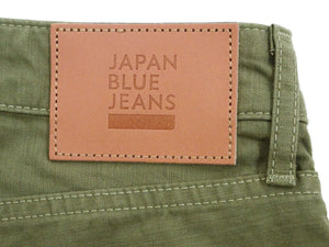 Japan Blue Jeans Men's Casual Pants Sulfur-Dyed Back Satin Trousers Olive with Regular & Straight Leg, Zip-Fly JBPT1410 One-Wash