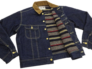 Lee Japan 101-LJ Storm Rider-Inspired Blanket-Lined Denim Jacket - 13 oz Left-Hand Twill Indigo - One-Wash - (LM5110-100 Deep Indigo)