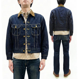 Lee Japan 101-LJ Storm Rider-Inspired Blanket-Lined Denim Jacket - 13 oz Left-Hand Twill Indigo - One-Wash - (LM5110-100 Deep Indigo)