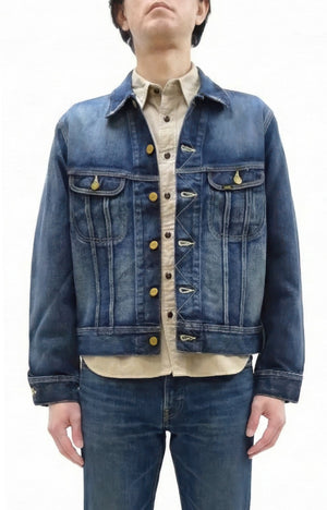 Lee 101J Rider Jacket Men's Denim Jacket 14.4 oz Left-Hand Twill - Lee Japan Reproduction (LM8100-526 Faded Indigo One-Wash)