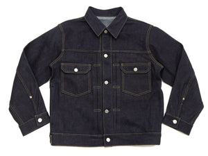Momotaro Jeans Denim Jacket #002 Men's 1953 Type 2 Style 14.7oz. Zimbabwean Cotton Deep Indigo Denim Jean Jacket MMGJ0002 Sanforized, Unwashed Finish