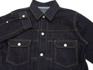 Momotaro Jeans Denim Jacket #002 Men's 1953 Type 2 Style 14.7oz. Zimbabwean Cotton Deep Indigo Denim Jean Jacket MMGJ0002 Sanforized, Unwashed Finish
