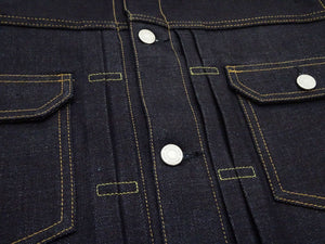 Momotaro Jeans Denim Jacket #002 Men's 1953 Type 2 Style 14.7oz. Zimbabwean Cotton Deep Indigo Denim Jean Jacket MMGJ0002 Sanforized, Unwashed Finish