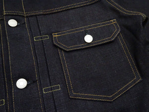Momotaro Jeans Denim Jacket #002 Men's 1953 Type 2 Style 14.7oz. Zimbabwean Cotton Deep Indigo Denim Jean Jacket MMGJ0002 Sanforized, Unwashed Finish