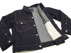 Momotaro Jeans Denim Jacket #002 Men's 1953 Type 2 Style 14.7oz. Zimbabwean Cotton Deep Indigo Denim Jean Jacket MMGJ0002 Sanforized, Unwashed Finish