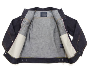 Momotaro Jeans Denim Jacket #002 Men's 1953 Type 2 Style 14.7oz. Zimbabwean Cotton Deep Indigo Denim Jean Jacket MMGJ0002 Sanforized, Unwashed Finish