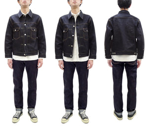 Momotaro Jeans Denim Jacket #002 Men's 1953 Type 2 Style 14.7oz. Zimbabwean Cotton Deep Indigo Denim Jean Jacket MMGJ0002 Sanforized, Unwashed Finish