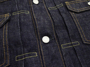 Momotaro Jeans Denim Jacket #002 with Double-Stripe Paint Men's 1953 Type 2 Style 15.7oz. Zimbabwean Cotton Deep Indigo Denim Jean Jacket MMGJ0102 One-Wash