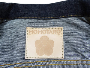 Momotaro Jeans Denim Jacket #002 with Double-Stripe Paint Men's 1953 Type 2 Style 15.7oz. Zimbabwean Cotton Deep Indigo Denim Jean Jacket MMGJ0102 One-Wash