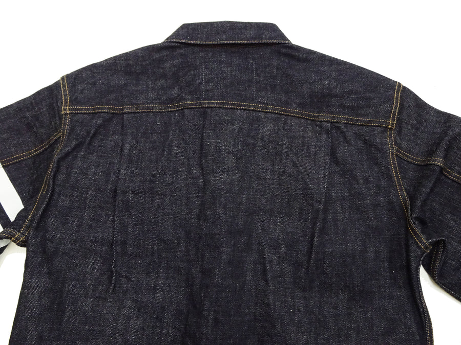 Momotaro Jeans Denim Jacket #002 with Double-Stripe Paint Men's 1953 Type 2 Style 15.7oz. Zimbabwean Cotton Deep Indigo Denim Jean Jacket MMGJ0102 One-Wash