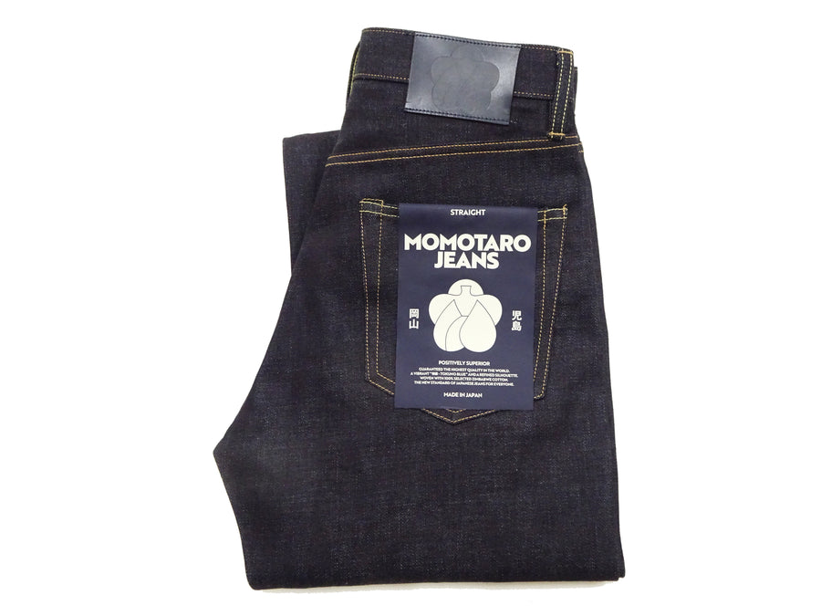 Momotaro Jeans Men's Loose Fit Jeans #100 14.7oz. Zimbabwean Cotton Deep Indigo Denim Jean Pants MMJB0100 Sanforized, Unwashed Finish