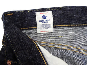 Momotaro Jeans #200 with Double-Stripe Paint Men's Regular Tapered Fit Zip-Fly Jean Pants 14.7oz. Zimbabwean Cotton Deep Indigo Denim MMJZ0201 One-Wash