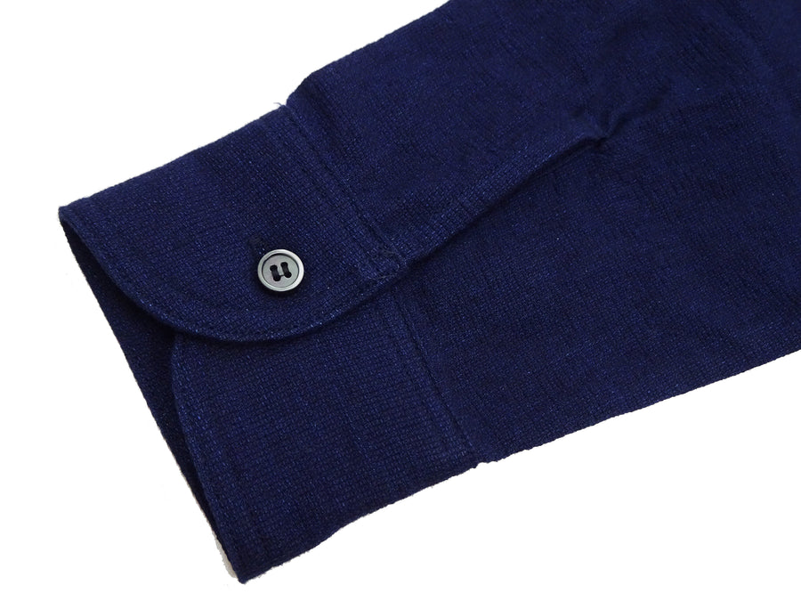 Momotaro Jeans Shirt Men's Plain Lightweight Cotton Dobby Long Sleeve Button Up Work Shirt MXLS1008 Indigo