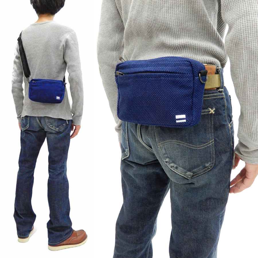 Momotaro Jeans Indigo Sashiko Small Shoulder Bag Men's Casual Japanese Mini Crossbody Bag MZBG0017