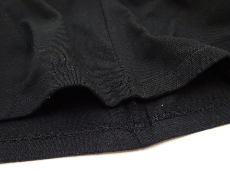 Momotaro Jeans Pocket T-shirt Men's Short Sleeve Tee Shirt with GTB Striped Denim Pocket MZTS0003 Black