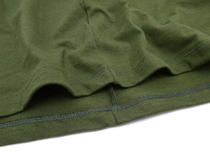 Momotaro Jeans Pocket T-shirt Men's Short Sleeve Tee Shirt with GTB Striped Denim Pocket MZTS0003 OD Oleve-Green