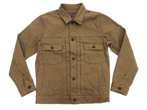 Oni Denim Jacket ONI-02516P-HOX Men's Casual Modern-Fit 13 5oz. Sulfur-Dyed Oxford Fabric Jacket in Brown-Khaki Color, Inspired by Type II G-Jacket One-Wash