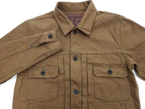 Oni Denim Jacket ONI-02516P-HOX Men's Casual Modern-Fit 13 5oz. Sulfur-Dyed Oxford Fabric Jacket in Brown-Khaki Color, Inspired by Type II G-Jacket One-Wash