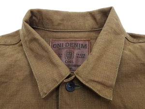 Oni Denim Jacket ONI-02516P-HOX Men's Casual Modern-Fit 13 5oz. Sulfur-Dyed Oxford Fabric Jacket in Brown-Khaki Color, Inspired by Type II G-Jacket One-Wash