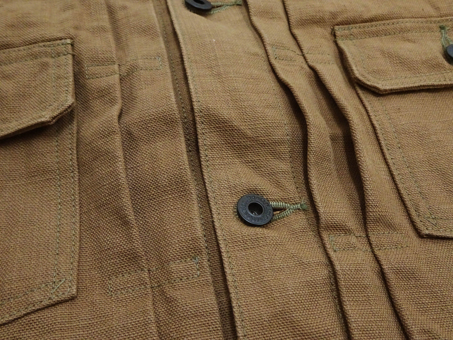 Oni Denim Jacket ONI-02516P-HOX Men's Casual Modern-Fit 13 5oz. Sulfur-Dyed Oxford Fabric Jacket in Brown-Khaki Color, Inspired by Type II G-Jacket One-Wash