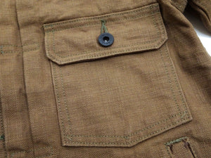 Oni Denim Jacket ONI-02516P-HOX Men's Casual Modern-Fit 13 5oz. Sulfur-Dyed Oxford Fabric Jacket in Brown-Khaki Color, Inspired by Type II G-Jacket One-Wash