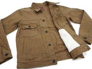 Oni Denim Jacket ONI-02516P-HOX Men's Casual Modern-Fit 13 5oz. Sulfur-Dyed Oxford Fabric Jacket in Brown-Khaki Color, Inspired by Type II G-Jacket One-Wash