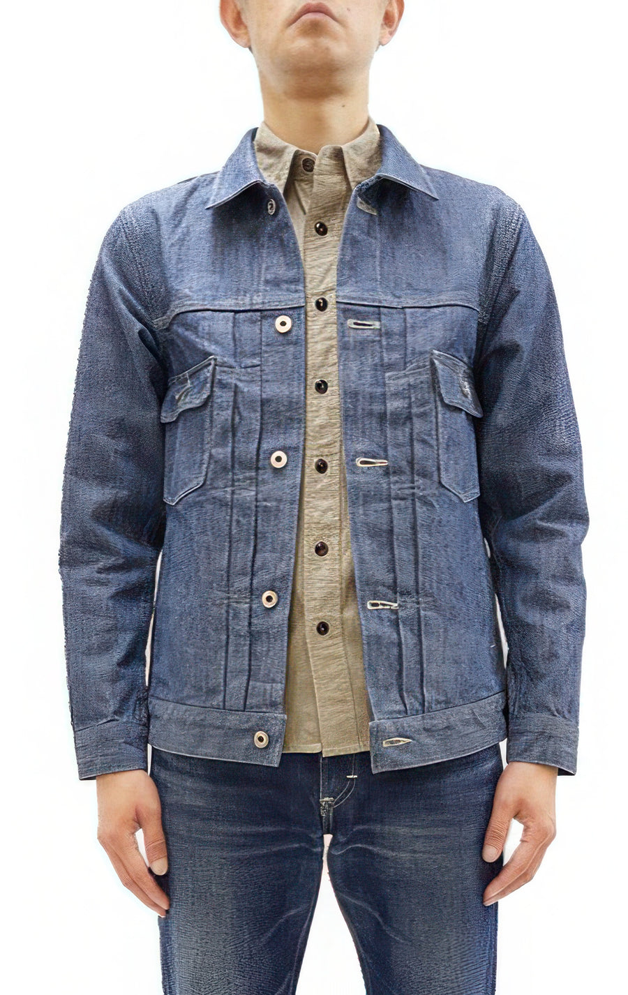 ONI Denim Men's 13oz Japanese Blue Chambray Jacket - Modern Type II Style, One-Wash (ONI-02516P-SHVCH)