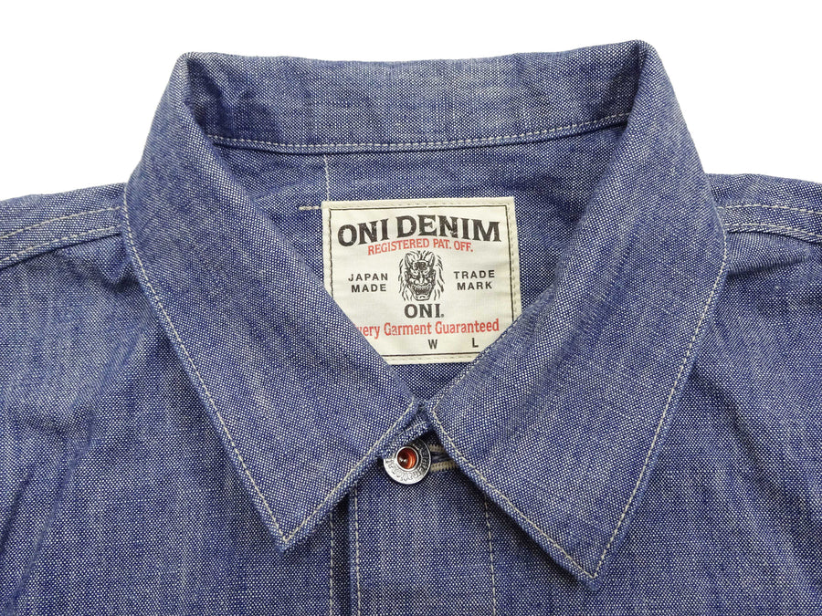 ONI Denim Men's 13oz Japanese Blue Chambray Jacket - Modern Type II Style, One-Wash (ONI-02516P-SHVCH)