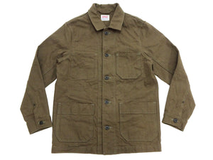 Oni Denim Chore Coat ONI-03100-HOX Men's Casual Modern-Fit Sulfur-Dyed Cotton Slub Oxford Weave Work Jacket Olive-Green One-Wash