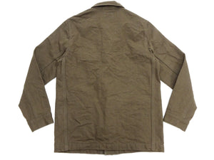 Oni Denim Chore Coat ONI-03100-HOX Men's Casual Modern-Fit Sulfur-Dyed Cotton Slub Oxford Weave Work Jacket Olive-Green One-Wash