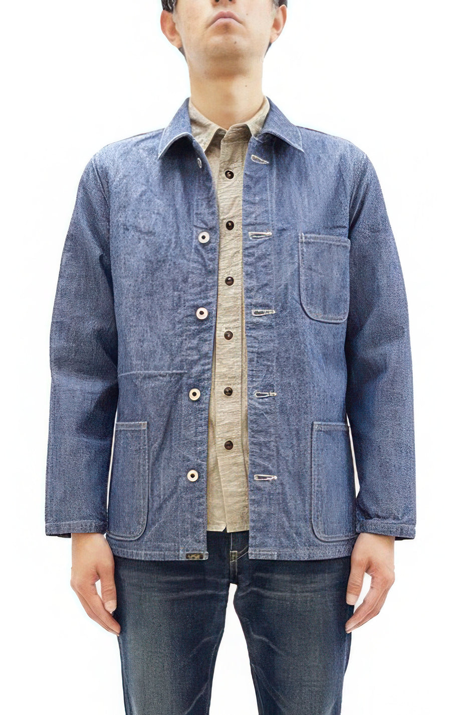 ONI Denim Men's 13oz Japanese Blue Chambray Jacket - Modern Work Chore Coat Style, ONI-03501-SHVCH One-Wash