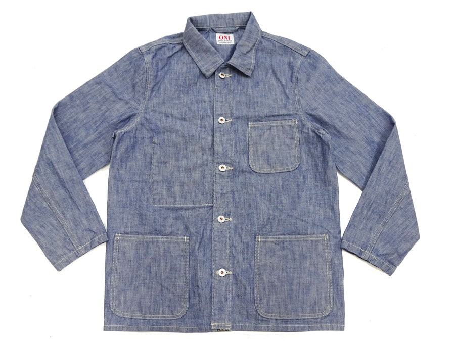 ONI Denim Men's 13oz Japanese Blue Chambray Jacket - Modern Work Chore Coat Style, ONI-03501-SHVCH One-Wash