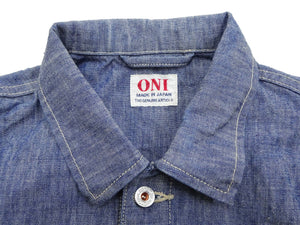 ONI Denim Men's 13oz Japanese Blue Chambray Jacket - Modern Work Chore Coat Style, ONI-03501-SHVCH One-Wash