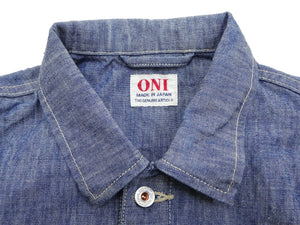 ONI Denim Men's 13oz Japanese Blue Chambray Jacket - Modern Work Chore Coat Style, ONI-03501-SHVCH One-Wash