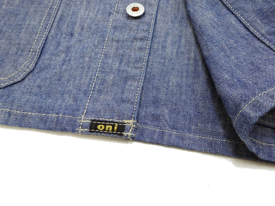 ONI Denim Men's 13oz Japanese Blue Chambray Jacket - Modern Work Chore Coat Style, ONI-03501-SHVCH One-Wash