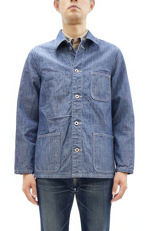 ONI Denim Men's 13oz Japanese Blue Chambray Jacket - Modern Work Chore Coat Style, ONI-03501-SHVCH One-Wash