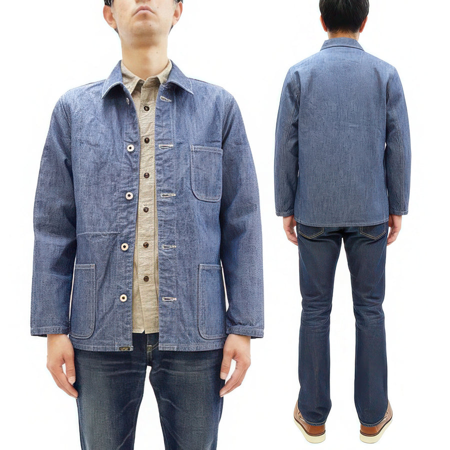 ONI Denim Men's 13oz Japanese Blue Chambray Jacket - Modern Work Chore Coat Style, ONI-03501-SHVCH One-Wash