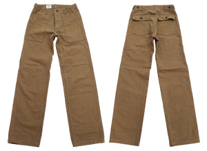ONI Denim Men's Brown-Khaki Sulfur-Dyed Heavy Oxford Work Pants Relaxed Straight Fit Button Fly Trousers Made in Japan (ONI-207HOX-BRK)