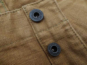 ONI Denim Men's Brown-Khaki Sulfur-Dyed Heavy Oxford Work Pants Relaxed Straight Fit Button Fly Trousers Made in Japan (ONI-207HOX-BRK)
