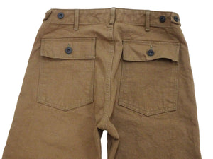 ONI Denim Men's Brown-Khaki Sulfur-Dyed Heavy Oxford Work Pants Relaxed Straight Fit Button Fly Trousers Made in Japan (ONI-207HOX-BRK)