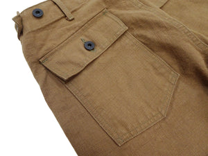 ONI Denim Men's Brown-Khaki Sulfur-Dyed Heavy Oxford Work Pants Relaxed Straight Fit Button Fly Trousers Made in Japan (ONI-207HOX-BRK)