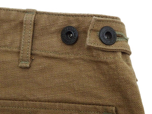 ONI Denim Men's Brown-Khaki Sulfur-Dyed Heavy Oxford Work Pants Relaxed Straight Fit Button Fly Trousers Made in Japan (ONI-207HOX-BRK)