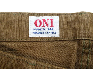 ONI Denim Men's Brown-Khaki Sulfur-Dyed Heavy Oxford Work Pants Relaxed Straight Fit Button Fly Trousers Made in Japan (ONI-207HOX-BRK)