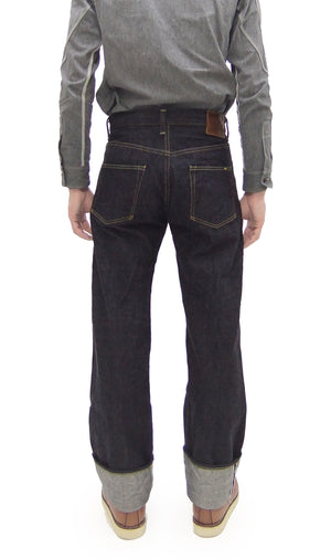 ONI Denim Relaxed Straight Jeans 200 Men's Button-Fly High-Rise 15oz. Low-Tension Selvedge Denim Indigo Jean Pants ONI-200