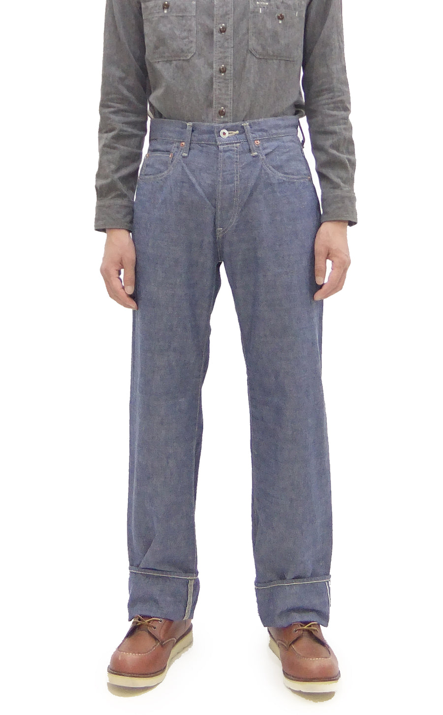 ONI Denim Blue Chambray Pants - Men's Relaxed Straight Fit, Button Fly, Casual Lightweight 8oz Chambray Jeans - ONI200-HCSV